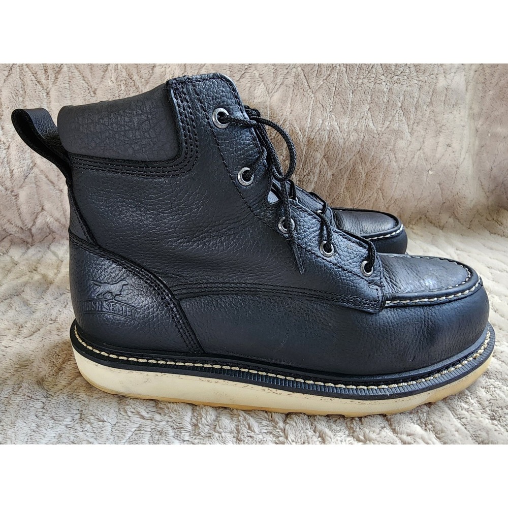 Irish Setter Ashby 83652 Men Black Leather Safety Toe Wedge Work Boots 10 D